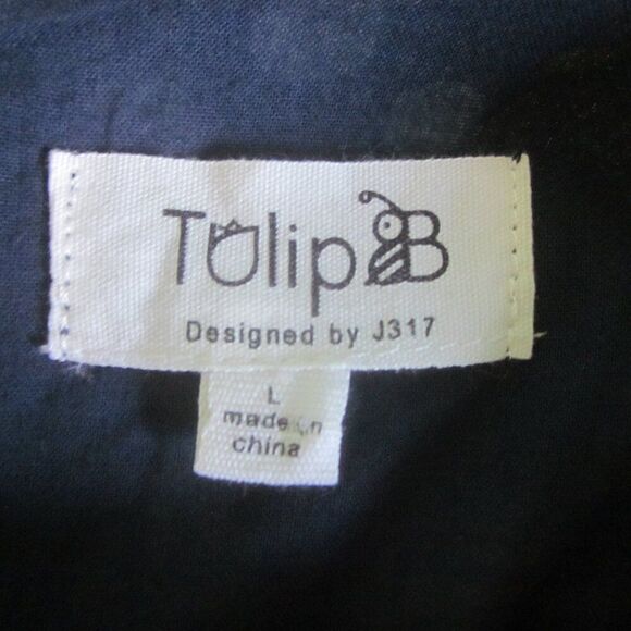 Tulip B Sleeveless Dress Size ML Cotton Blend Summer Fruit Print Blue Zip Shift - Picture 2 of 12